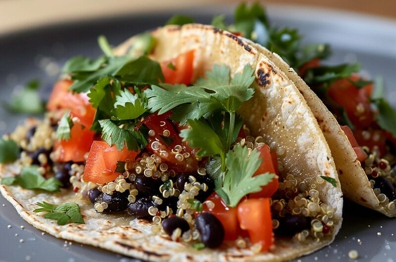Quinoa and Black Bean Tacos with Corn Tortillas